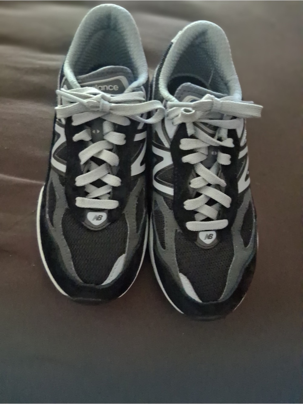 New Balance Kids Black and Gray Mesh Lace-Up Sneakers